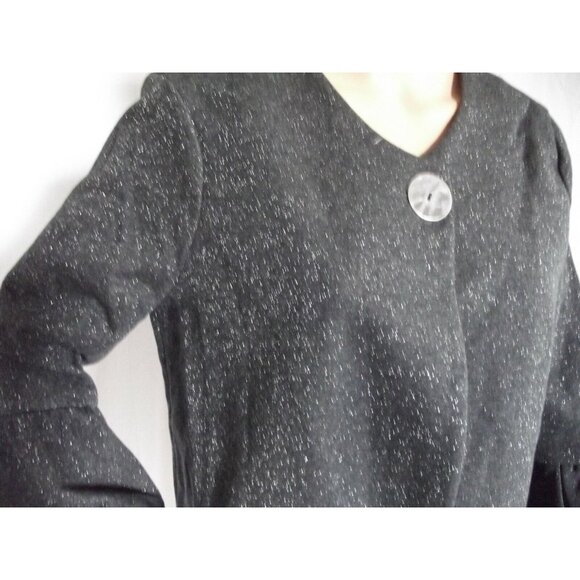 Bobeau Blazer jacket Medium Charcoal Gray Bell Sleeve Knit Silk sparkle cardigan - Picture 3 of 10